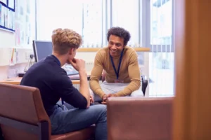 school counselor with a student